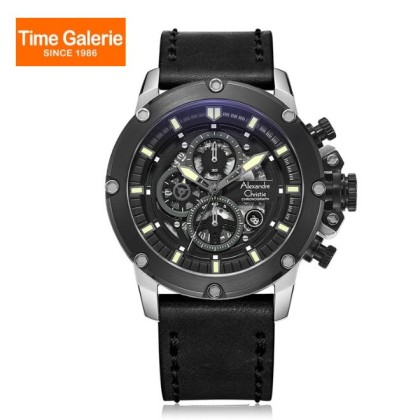 Alexandre Christie ALCW6564MCLTBBA Stainless Steel Leather Strap Men Watch